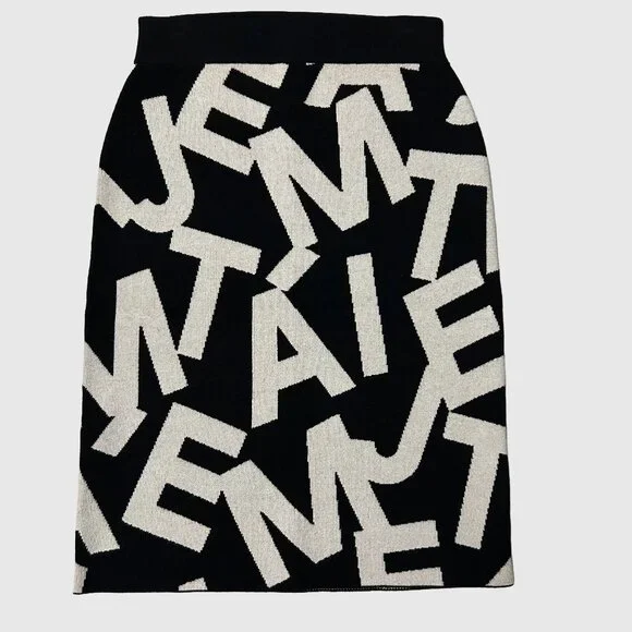 Maeve by Anthropologie Je t'aime Knit Pencil Skirt - Black & White - US S - NWOT - Picture 4 of 7
